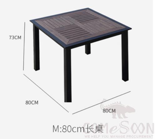 Outdoor table-80*80cm,aluminum alloy + plastic wood,80*80*72cm