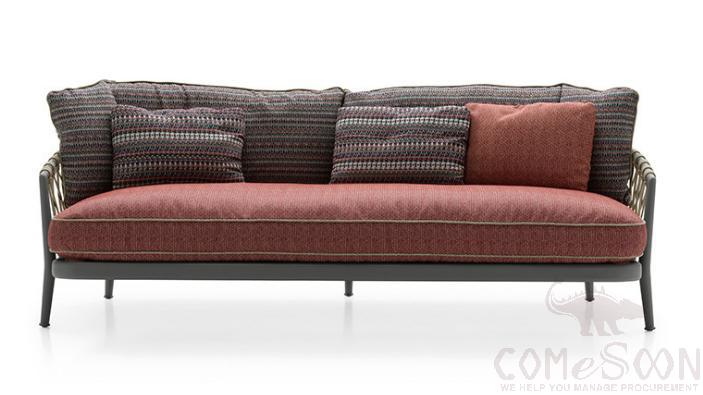 Outdoor rattan sofa-150cm,high density sponge + doll cotton,150*80*75cm