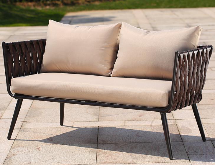 Outdoor rattan sofa-145cm,high density sponge + waterproof fabric + doll cotton,145*63*72cm