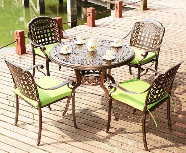 Cast aluminum outdoor tables and chairs-chair*4+table*1