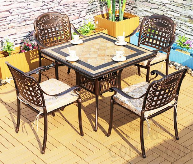 Cast aluminum outdoor tables and chairs-chair*4+table*1