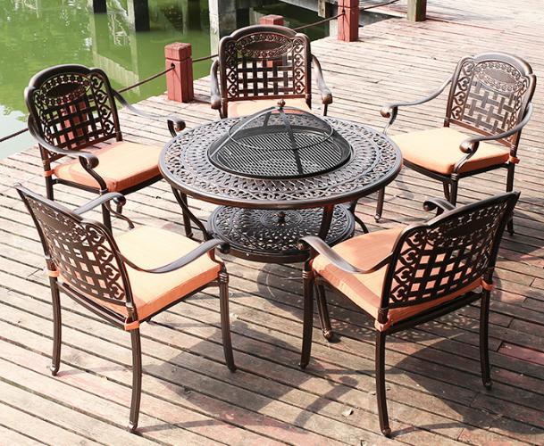 Cast aluminum outdoor tables and chairs-chair*5+table*1