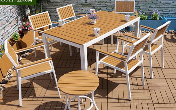Outdoor plastic wood table and chair-chair*6+table*1