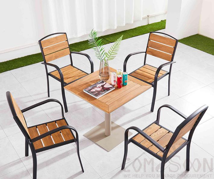 Outdoor plastic wood table and chair-chair*4+table*1