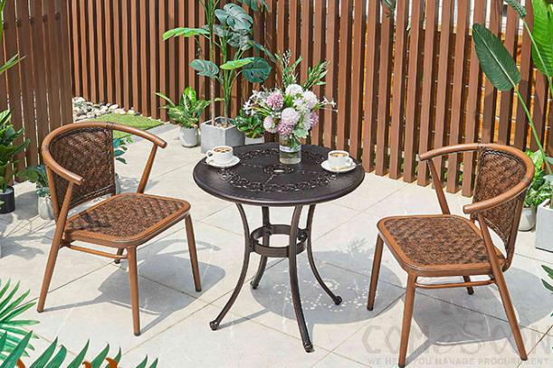Outdoor plastic wood table and chair-chair*2+table*1