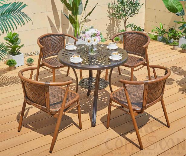 Outdoor plastic wood table and chair-chair*4+table*1