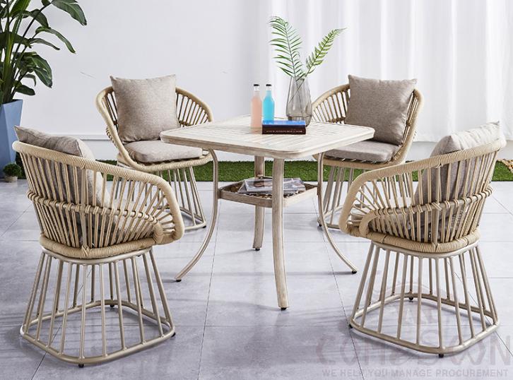 Outdoor plastic wood table and chair-chair*4+table*1