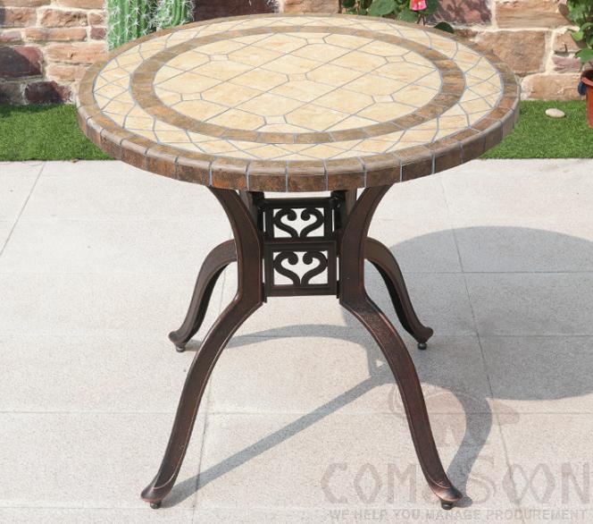 Cast aluminum tile table-φ80cm