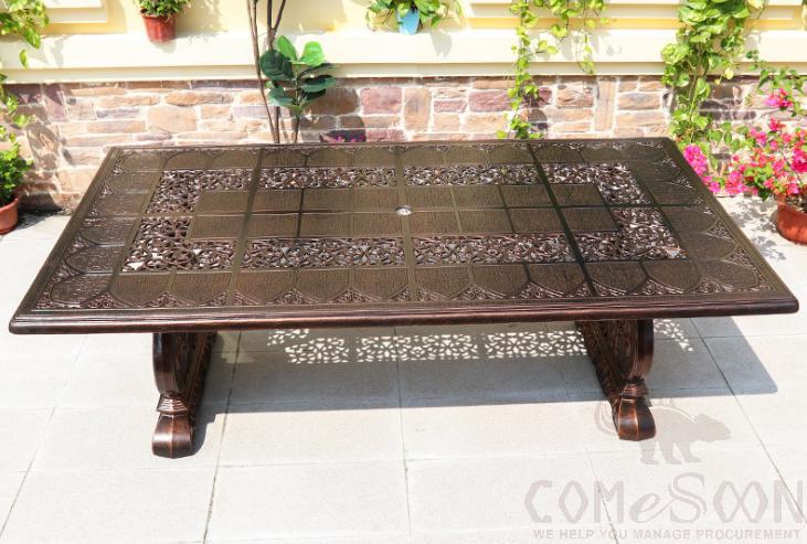 Outdoor cast aluminum table-212*110cm
