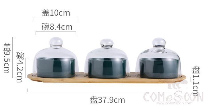 Glass Bowl W/ Top 3 Bowl / Set