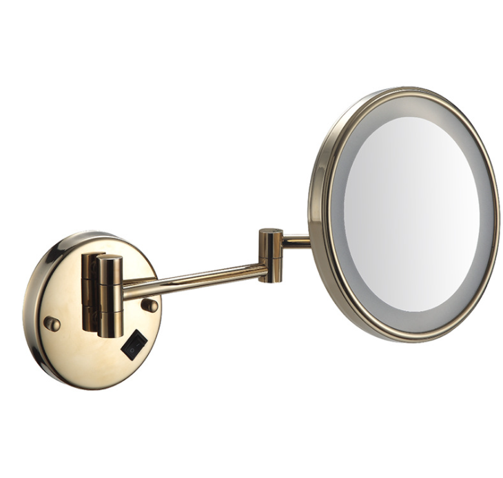 Led Foldable Cosmetic Mirror-Battery Charging / Single-Sided Mirror - Zirconium gold - 8 inch (20cm) Single - Copper + SUS304