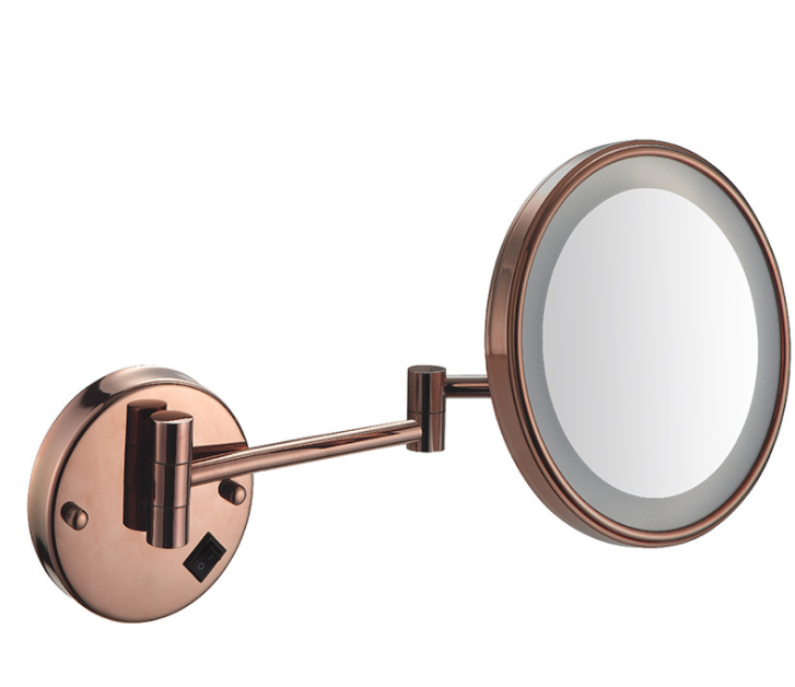 Led Foldable Cosmetic Mirror-Battery Charging / Single-Sided Mirror -  Rose Gold - 8 inch (20cm) Single - Copper + SUS304