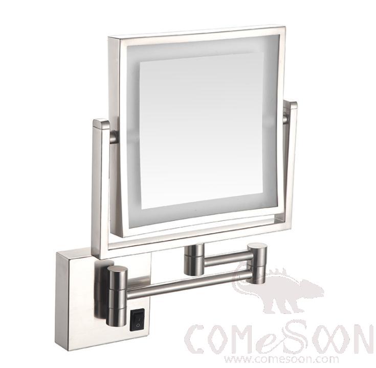 Led Foldable Cosmetic Mirror-Plug / Double-Sided Mirror - Brushed surface - 8 inch (20cm) Single - Copper + SUS304