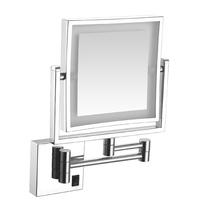 Led Foldable Cosmetic Mirror-Battery Charging / Double-Sided Mirror - Silver - 8 inch (20cm) Single - Copper + SUS304