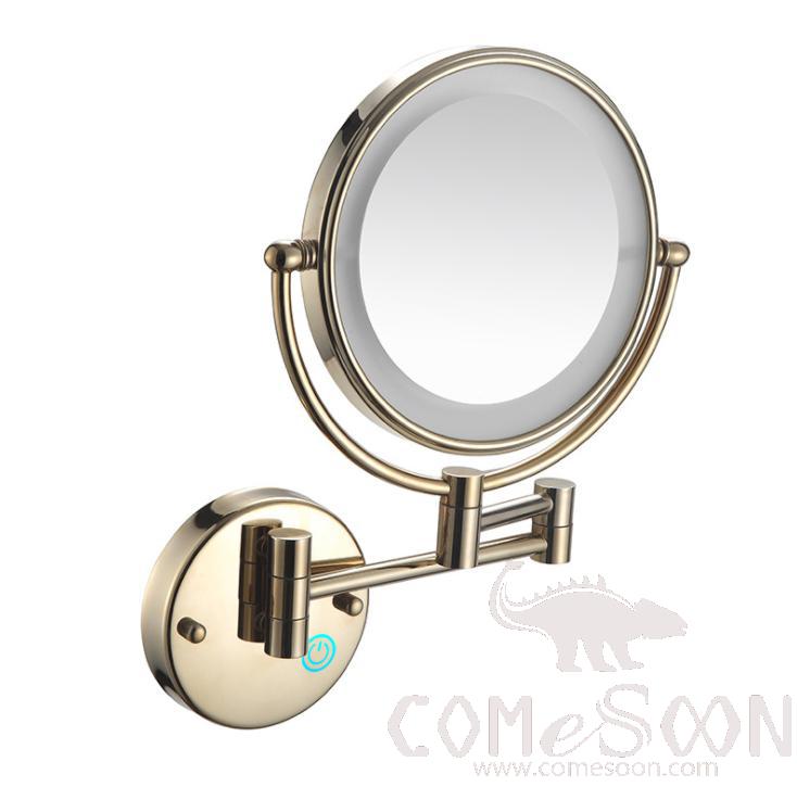 Led Makeup Mirror-Plug / Double-Sided Mirror - Zirconium gold - 8 inch (20cm) Single - Copper + SUS304
