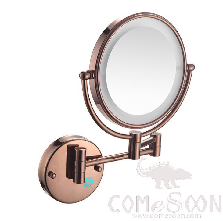Led Makeup Mirror-Battery Charging / Double-Sided Mirror - Rose Gold - 8 inch (20cm) Single - Copper + SUS304