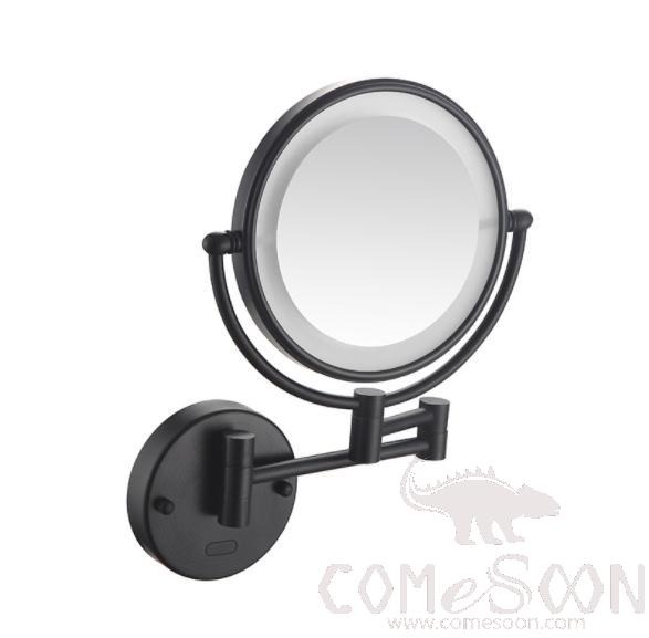 Led Makeup Mirror-Concealed Installation / Double-Sided Mirror / Inductive Switch - Matte black - 8 inch (20cm) Single - Copper + SUS304