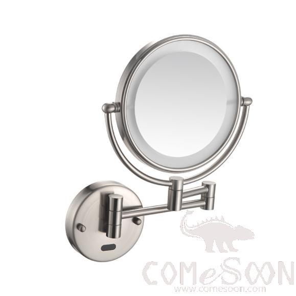 Led Makeup Mirror-Concealed Installation / Double-Sided Mirror / Inductive Switch - Brushed finish - 8 inch (20cm) Single - Copper + SUS304