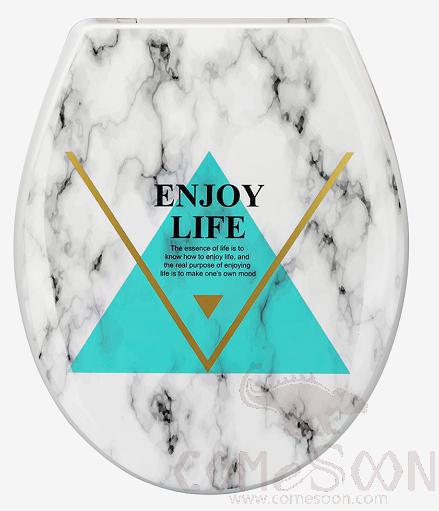 Printed Slow Down Toilet Seat-Marble Blue