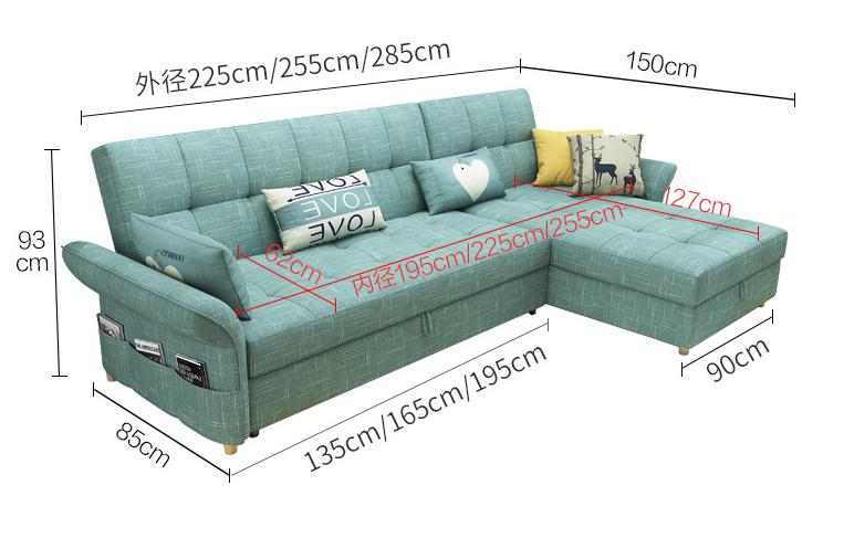 Sofa bed-cotton linen-Sofa:285*150*93cm Bed:255*190cm