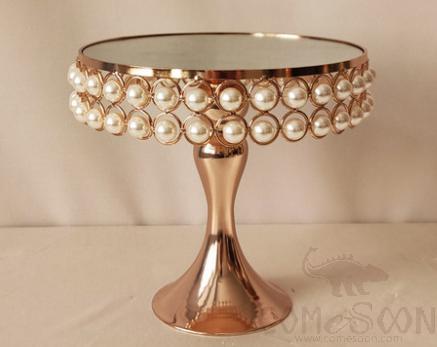 Cake Stand / Metal Tray,Metal Glass Crystal Pearl,Gold Sliver,D25*H30cm