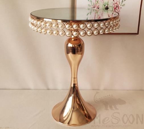 Cake Stand / Metal Tray,Metal Glass Crystal Pearl,Gold Sliver,D30*H40cm