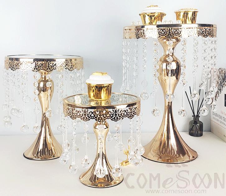 Cake Stand / Metal Tray,Metal,Gold Sliver,D30*H40cm