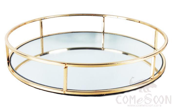 Metal Decoration / Metal Tray,Metal Glass,Gold Sliver,D30*H5cm