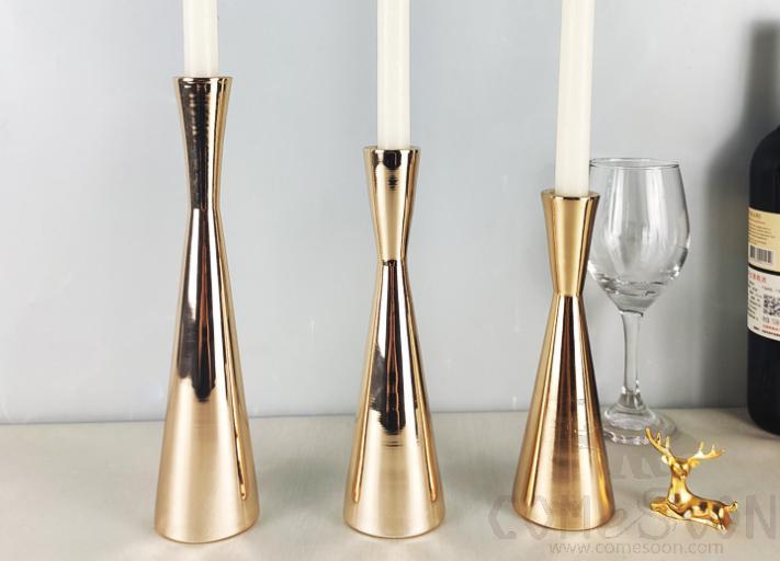 Candle Holder,Metal,Gold Black,H22*D6cm