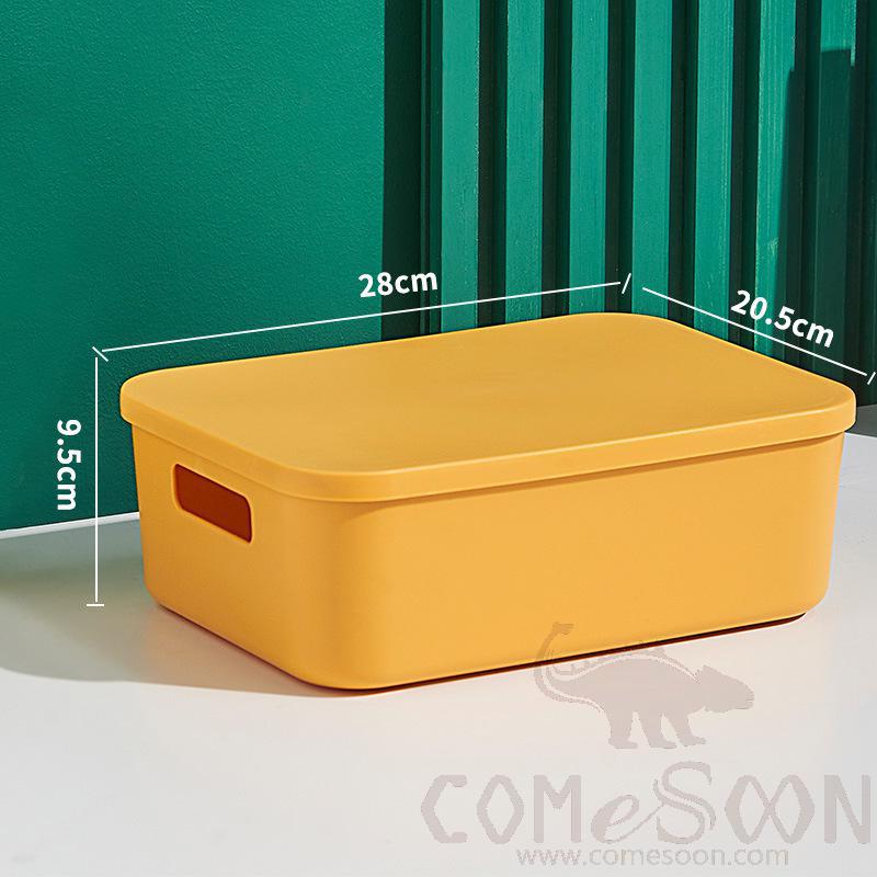 Yellow Storage Box with Cover-20.5*28*9.5 CM,PP