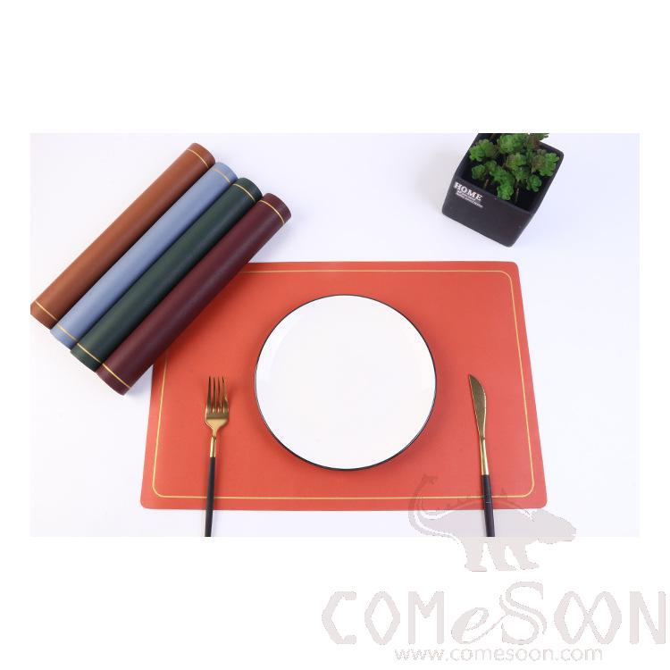 Placemat With Gold Border，PU ，L30*W45 CM