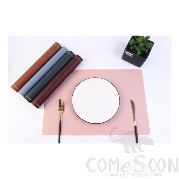 Placemat With Gold Border，PU ，L30*W45 CM