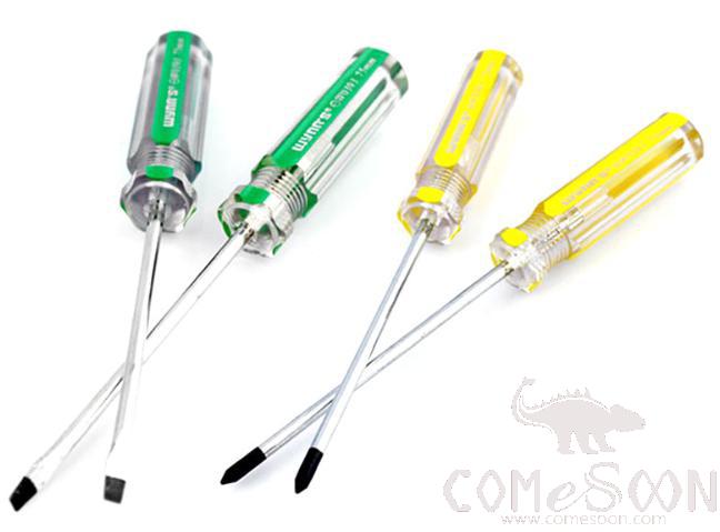 Transparent Flat Screwdriver 5X75mm ，High Carbon Steel + Pvc Transparent Plastic Handle