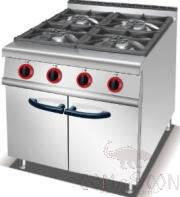 Gas 4-Burner Range with Cabinet, Dimesnion:L800*W900*H920mm, Power Supply:7.8X4 KW