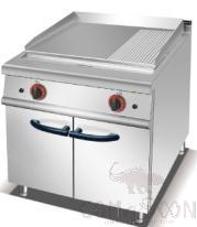 Gas Griddle(2/3 Flat &amp; 1/3 Grooved) with Cabinet, Dimension:L800*W900*H920mm, Power Supply:11.8 KW