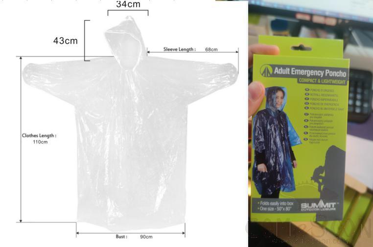 Poncho Raincoat with paperbox packing-110*90 CM