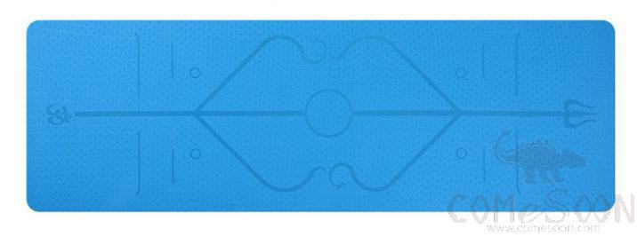 Yoga mat -TPE- Lake blue - Asana guide line - single layer