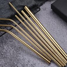 Straight Golden Color S/S 304 Straw, 6*215mm