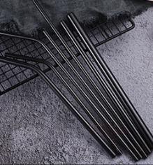 Black Color S/S Straw 6*215mm curve