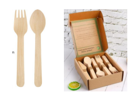 Disposable Birch Fork And Spoon With Logo On The Box(200Pcs Per Box)