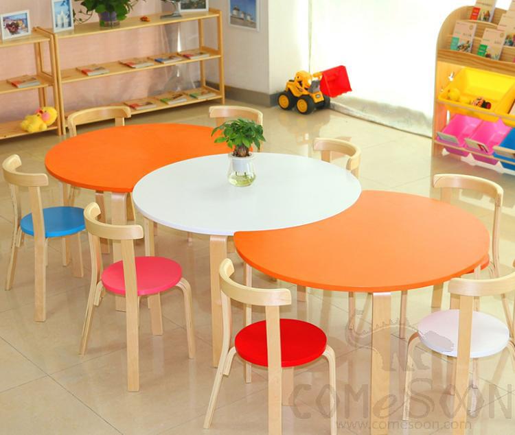 Children'S Stitching table,Birch Bent Wood,D90cm