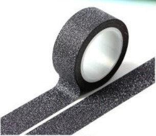 Black Glitter Tape ,Opp,Black,15MM(W)*50000MM(L)*0.013MM(T)