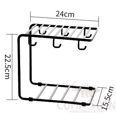 U-shaped double iron cup holder, 24*15.5*22.5cm, Black