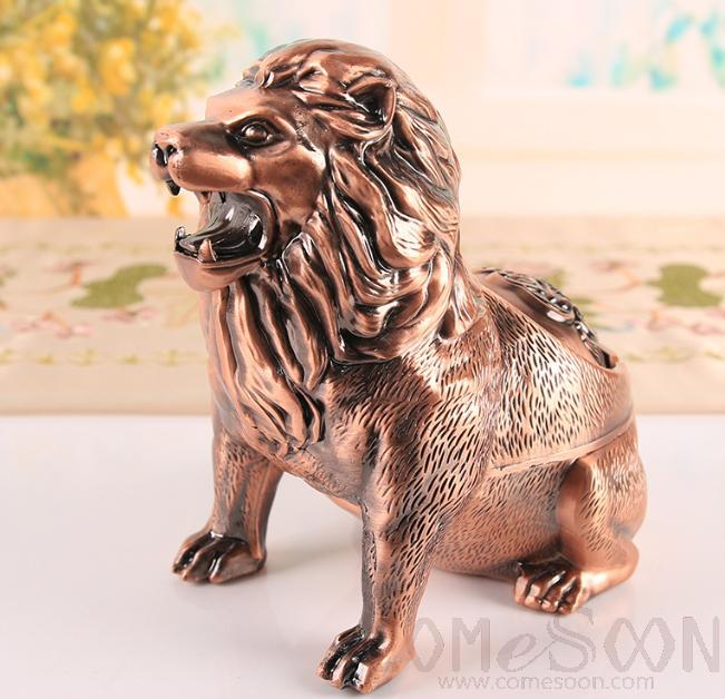Lion Ashtray，Zinc Alloy，Red Antique，L17*W11.2*H17cm