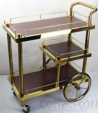 Wine Cart, Solid Wood + Titanium,58*93*111CM