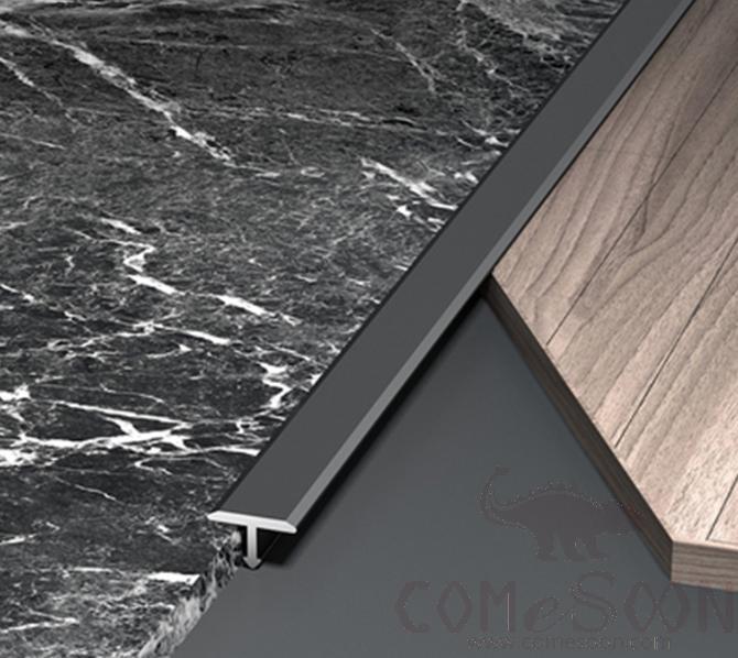 Aluminum T-shaped decorative strip, 33mm, Sand Black
