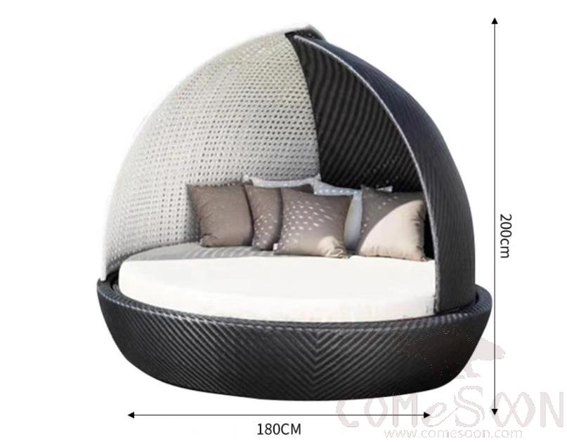 Outdoor Rattan Bed，1.8Mm Aluminum Alloy Frame，180*180*200Cm
