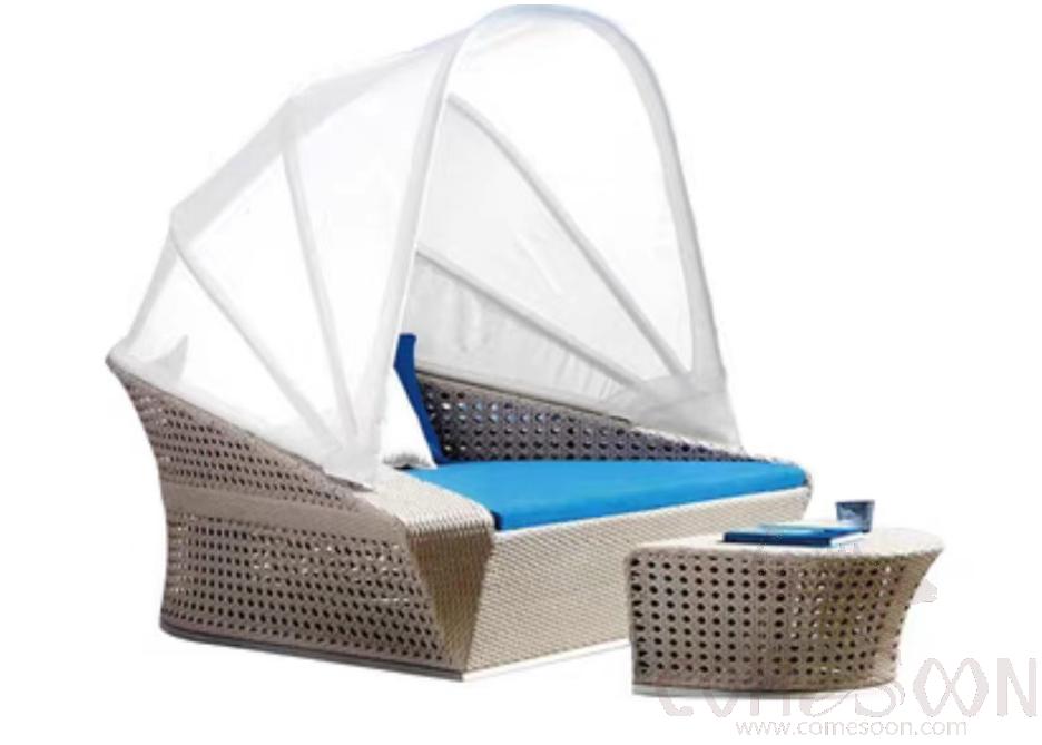 Outdoor Rattan Bed，1.8Mm Aluminum Alloy Frame，195*144*178Cm