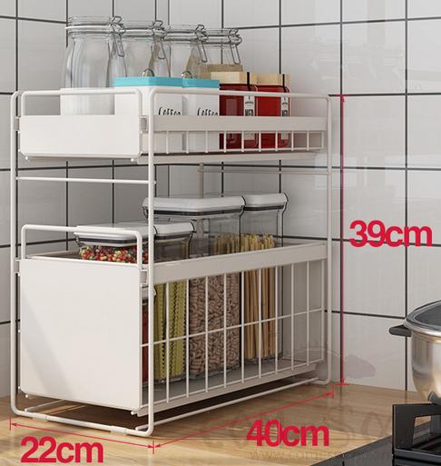 Shelf, White Two Layers, Small, Wire, L40*W22*H39cm