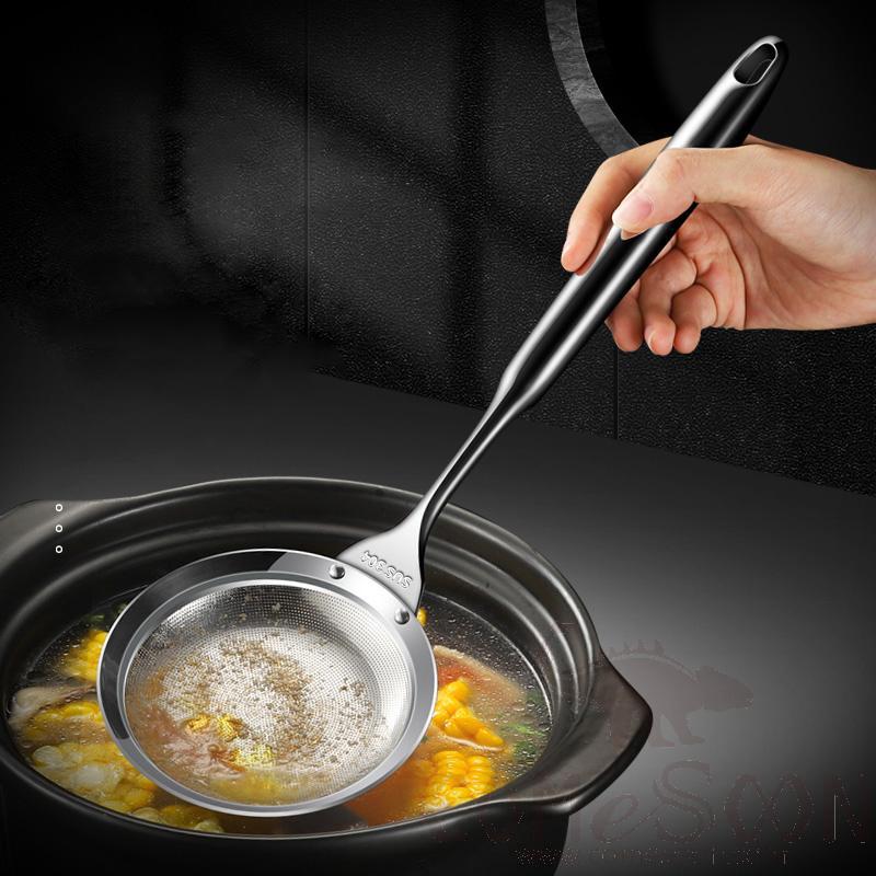 SS fine mesh fat skimmer spoon, SS 304, 15×(L.)38cm